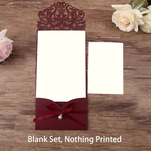 Vista 2 de Tarjetas de invitación de estilo clásico vertical con listones y adornos de perlas