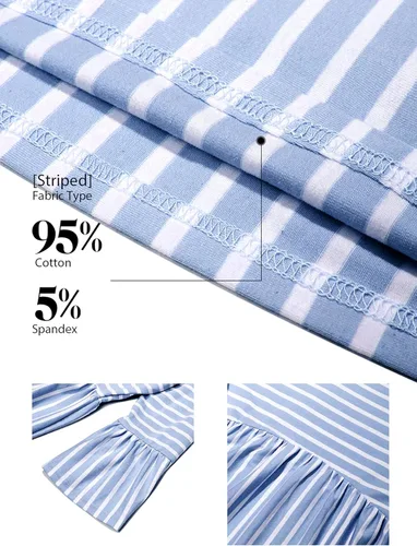 Vista 6 de Ecavus Camiseta de maternidad casual para mujer, a rayas, péplum, manga 34 con volantes, ultra suave, ropa de embarazo