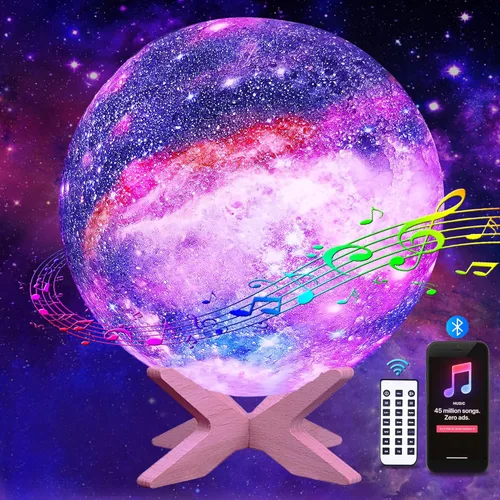 Vista 8 de Lámpara de luna integrada Bluetooth máquina de sonido de ruido blanco luz nocturna para niños, luz de luna multicolor de 5.9 pulgadas, luz de luna