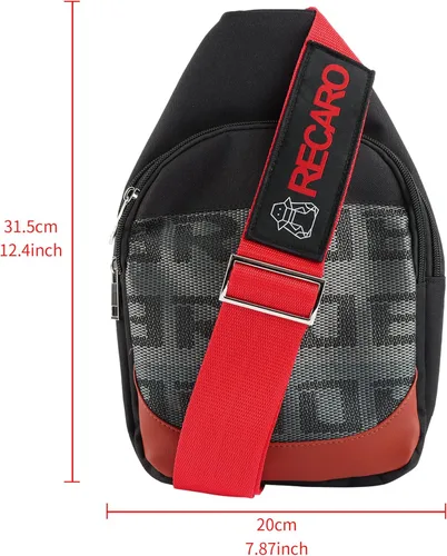 Vista 3 de BRIDE - Mochila cruzada de pecho RECARO con hombro rojo, Negro