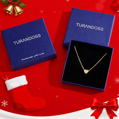 Vista 7 de Turandoss Collar con inicial de corazón para mujeres y niñas, delicado chapado en oro de 14 quilates, dije de corazón con letra A-Z, collar