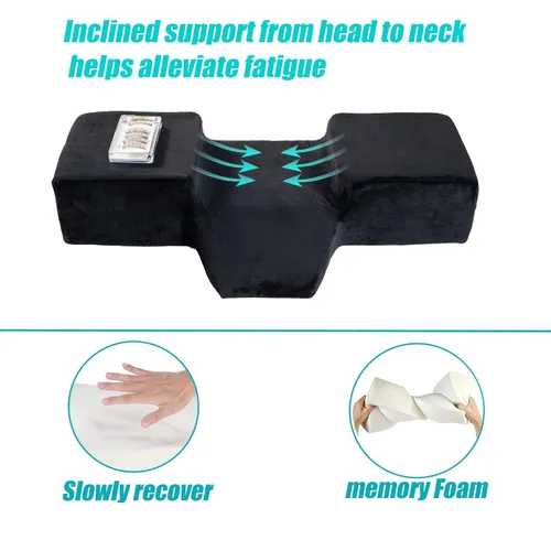 Vista 7 de Almohada de extensión de pestañas para salón de belleza de espuma viscoelástica con funda de terciopelo Almohada ergonómica de curva mejorada