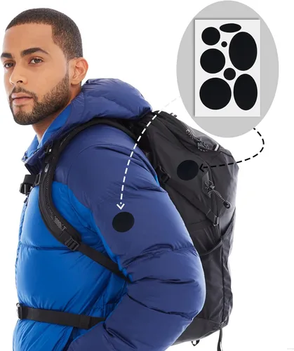 Vista 6 de OIIKI Kit de parches de reparación de chaquetas de plumón, 48 piezas, parche de reparación de tela de nailon para chaquetas acolchadas, cinta