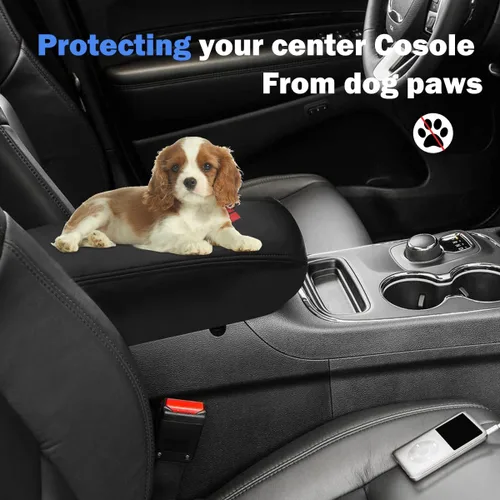 Vista 2 de INTGET Funda para reposabrazos de consola central de automóvil para Dodge Durango Accesorios 2011-2020, funda de cuero para reposabrazos, funda