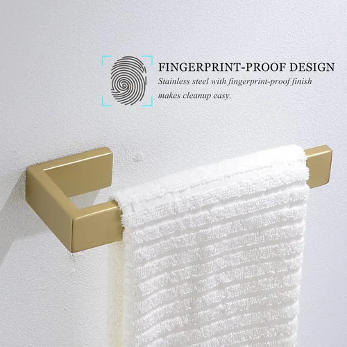 Vista 3 de Gold Towel Bar Set 4 Pieces Bathroom Hardware Set Wall Mounted Stainless Steel,Towel Bar+Towel Holder+Towel Hook+Toilet Paper Holder,23.6 inch