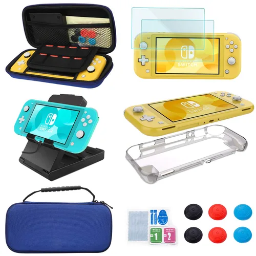 Accessories Kit for Nintendo Switch Lite - YOOWA Accessories Bundle with Carrying Case, Protective Cover case, 2-Pack Tempered Glass Screen