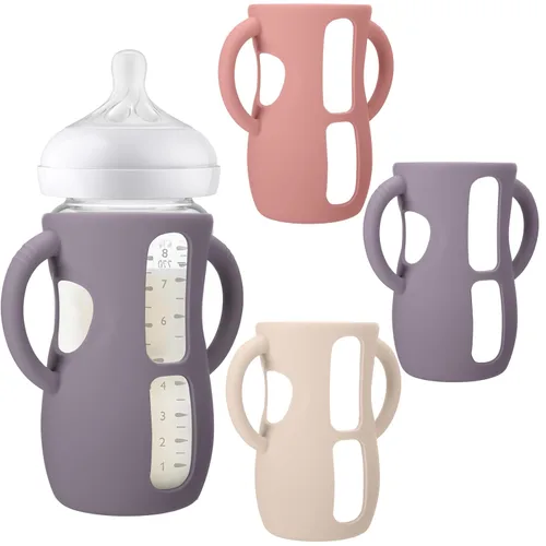 Vista 13 de BUSOHA Paquete de 3 fundas de silicona para biberones de bebé Avent - Porta biberones de bebé resistente a roturas con asa para biberones de vidrio