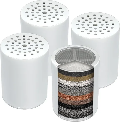 Paquete de 4 cartuchos de repuesto de filtro de ducha de 15 etapas, filtro de ducha para agua dura, universalmente compatible con cualquier diseño