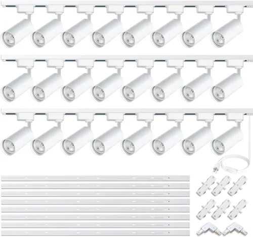 Vista 11 de 12 cabezales de iluminación LED blancos (sin rieles de oruga) con bombillas GU10 reemplazables, focos de techo blancos cálidos de 3000 K