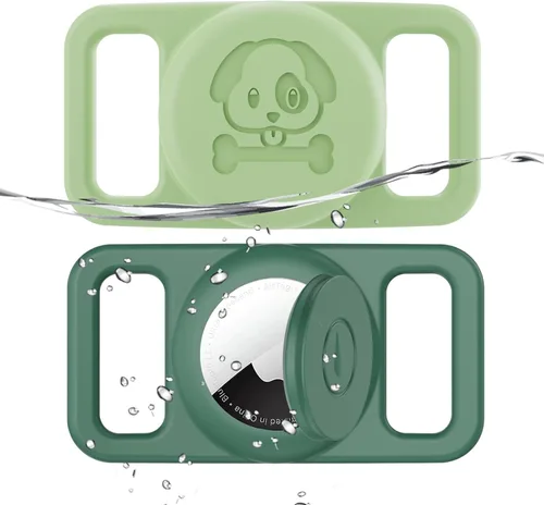 Vista 13 de Paquete de 2 soportes impermeables para collar de perro AirTag compatibles con Apple AirTag, soporte de silicona oculto para Airtag Tracker