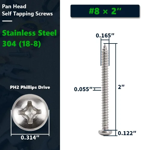 Vista 19 de Tornillos de madera Phillips de acero inoxidable #4 x 1 (paquete de 100), acero inoxidable 304 (18-8), tornillos de chapa de cabeza plana