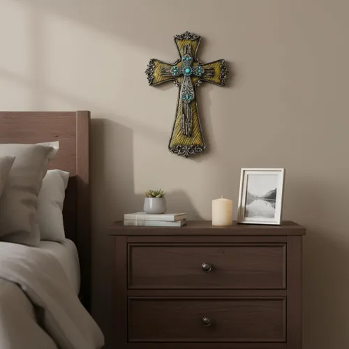 Vista 5 de Comfy Hour Faith and Hope Collection - Cruz de poliresina para colgar en la pared