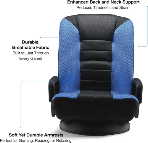 Vista 7 de Maple99 - Silla giratoria de piso para juegos - Sillón de video con 6 posiciones diferentes, respaldo ajustable, reposabrazos removibles, se pliega