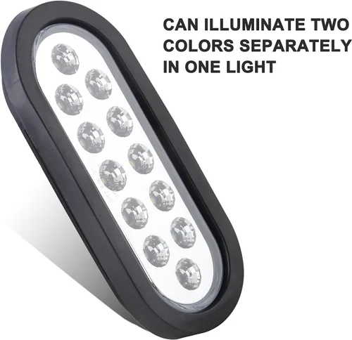 Vista 2 de 4 luces traseras ovaladas rojas de 6 pulgadas a luces traseras blancas de marcha atrás, 12 LED, 6 pulgadas, redondas, rojas/blancas, luces traseras