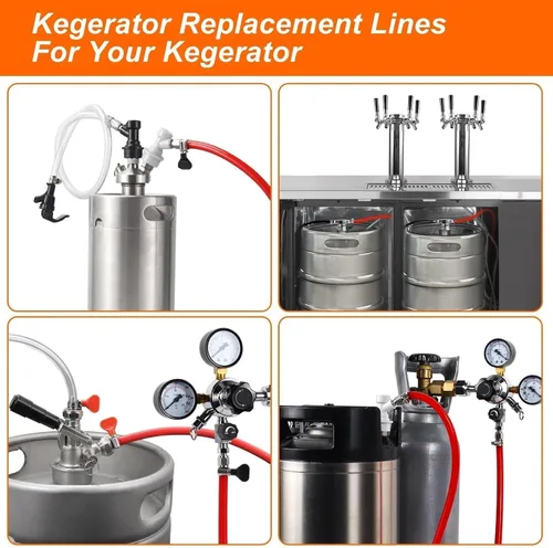 Vista 7 de Kit de Líneas Dobles de Gas CO2 para Kegerator de Cerveza de 10 Pies, Tubería de Líneas de Cerveza de Barril ID 3/16" y Manguera de Gas CO2 ID