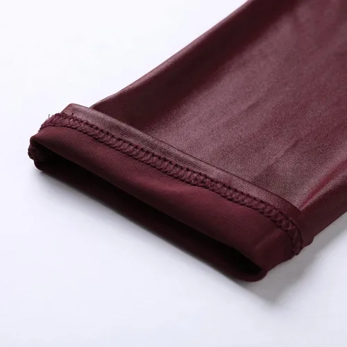 Vista 5 de Leggings de piel sintética para mujer, elásticos, de piel sintética, de cintura alta, elásticos, cómodos, de piel sintética