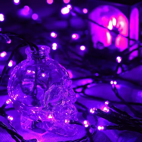 Vista 4 de 1 paquete de 100 luces LED solares de Navidad de 39 pies para exteriores, funciona con energía solar con 8 modos de luces impermeables