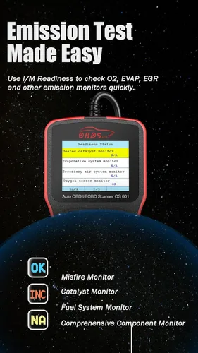 Vista 6 de OS601 Escáner OBD2 Herramienta de Diagnóstico Lector de Códigos Herramienta de Escaneo de Fallas del Motor para Automóviles OBD-II desde 1996