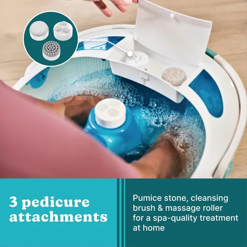 Vista 7 de HoMedics Shower Bliss Foot Spa, chorros de agua para masaje de ducha, centro de pedicura con 3 accesorios, control táctil de los dedos, FB-625H