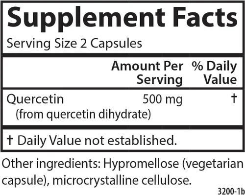 Vista 4 de Carlson - Quercetina, 500 mg, Apoyo estacional, Salud de la piel, Bienestar óptimo, 60 cápsulas vegetarianas
