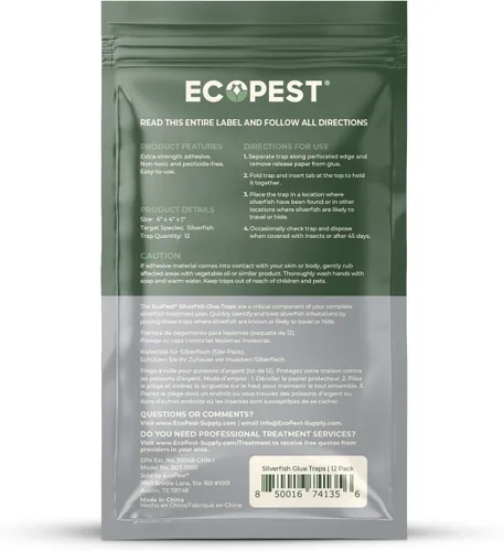 Vista 12 de Silverfish Trap - Paquete de 12 Trampa adhesiva para pegamento interior para peces plateados, Firebrat y otros insectos e insectos rastreros