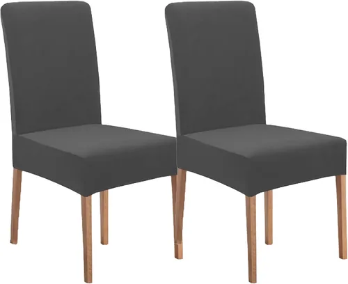 Vista 13 de Stretch Velvet Dining Chair Covers Soft Ultra Thick Seat Protector Removable Washable Slipcover for Bedroom and Dining Room Set of 2 Black (Black 2)