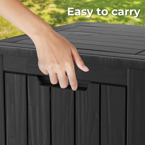 Vista 7 de Caja de almacenamiento para exteriores de 35 galones, caja de resina impermeable y con cierre para terraza, grande, contenedor de almacenamiento