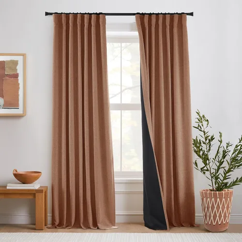 Vista 12 de Cortinas Cortas Marrón Oscuro de 45 Pulgadas de Largo, Cortinas Opacas de Lino con Trabilla Trasera Plisadas Tipo Café para Cocina Dormitorio Baño