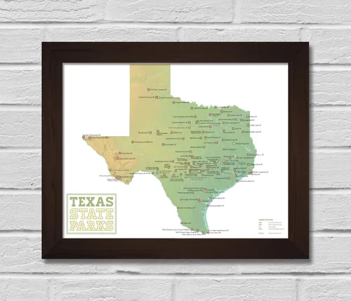 Vista 9 de Best Maps Ever - Mapa de los parques del estado de Texas 28 x 35 cm.