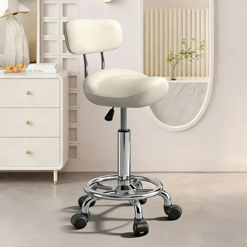 Vista 13 de Taburete con pedal de anillo, silla hidráulica ajustable con ruedas para uso médico, masaje, salón, spa, cocina y dibujo