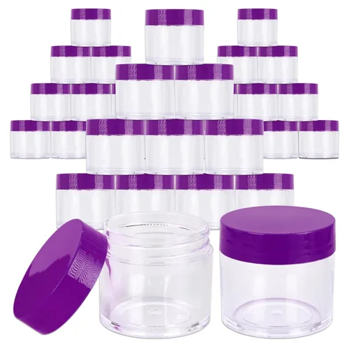 Vista 20 de Beauticom 1.06 oz/1.0 fl oz (1 fl. oz.) Tarros de plástico transparente de doble pared a prueba de fugas con tapas superiores planas para cremas