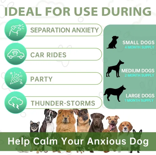 Vista 6 de Masticables calmantes de cáñamo para perros con ansiedad y estrés, alivio de la ansiedad del perro, separación, tormentas, ladridos, melatonina
