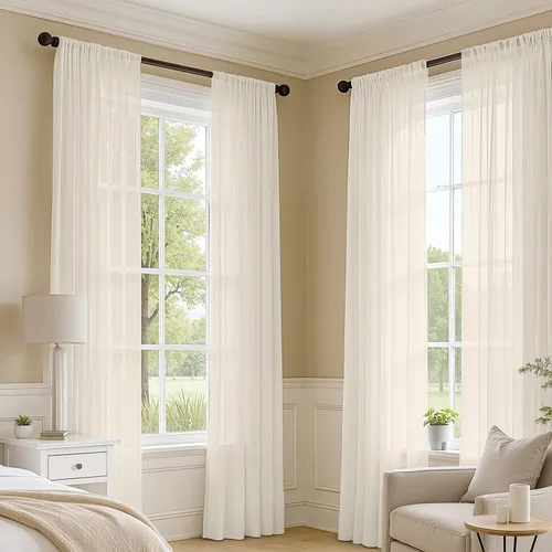 Vista 121 de MIULEE Cortinas traslúcidas marrón oscuro de 96 pulgadas de largo, 4