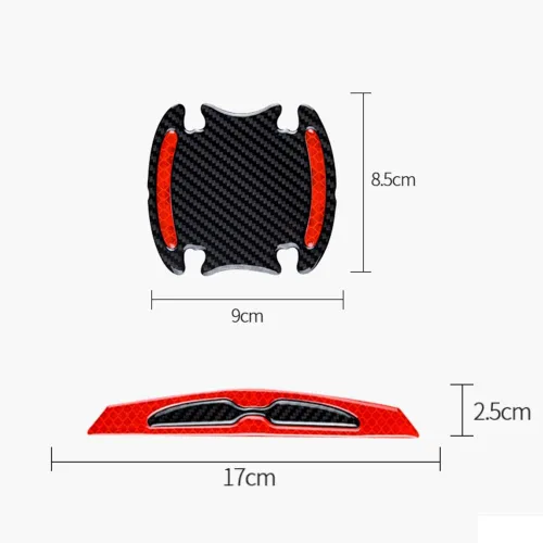 Vista 6 de 8 piezas de calcomanías universales de fibra de carbono 3D para protección contra arañazos en las manijas de las puertas de los automóviles