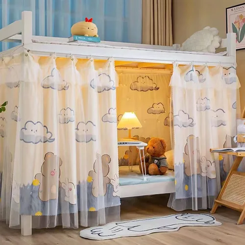 Vista 23 de Cortinas opacas para cama de privacidad con toldo grueso, mosquitero Mosquitera blanca 1aa