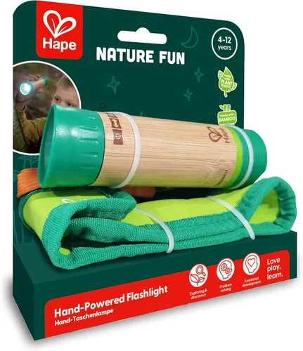 Vista 5 de Hape Linterna de mano con funda, hecha de bambú, diversión de la naturaleza, juguetes al aire libre