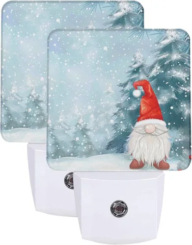 Vista 22 de Juego de 2 lámparas LED de noche enchufables para perros de Navidad, juego de 2 luces nocturnas de emergencia con sensor automático para dormitorio