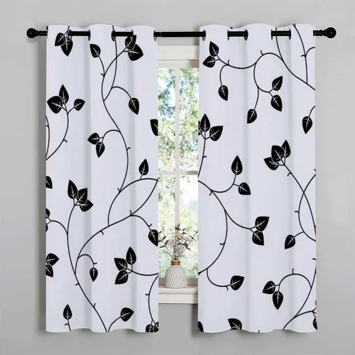 Vista 3 de Cortinas para Habitacion - Cortinas opacas con líneas blancas y negras concisas para dormitorio, armario, puerta, cortinas para cuartos separados