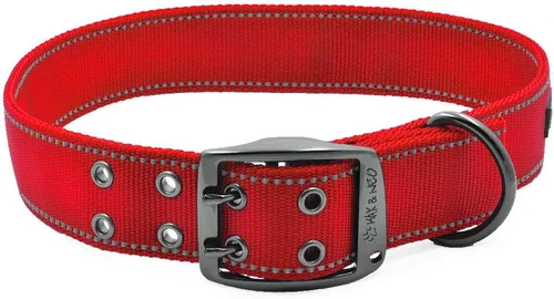 Vista 26 de Max y Neo Max reflectante hebilla metálica – Collar de perro donamos un cuello para un perro Rescue de cada Collar Se Vende, L, Rojo