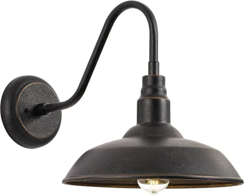 Vista 14 de Lámpara de granero de cuello de cisne para exteriores de 10 pulgadas de diámetro con montaje en pared, linterna de pared blanca impermeable