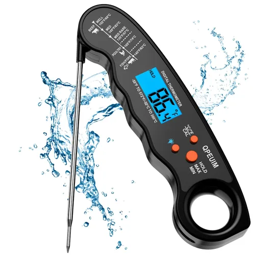 Meat Thermometer Digital, Instant Read Food Thermometer, Waterproof Food Thermometer with Backlight for Grilling and Cooking, BBQ, Deep Fry, Turkey,