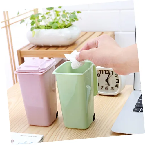 Vista 9 de 2 botes de basura decorativos de escritorio, mini cubos de basura para oficina y hogar, ligeros y portátiles para organizar objetos pequeños