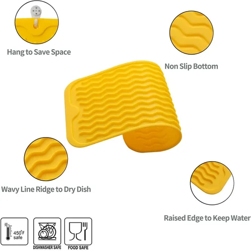 Vista 589 de MicoYang Alfombrilla de Silicona para Secar Platos de Múltiples Usos, Fácil de Limpiar, Ecológica, Alfombrilla de Silicona Resistente al Calor