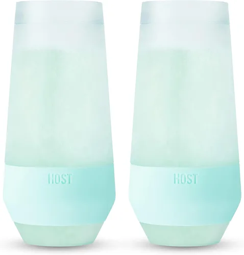 Vista 19 de HOST - Juego de 2 vasos de vino sin tallo de pared doble para congelar champán con gel de enfriamiento activo y agarre de silicona aislado, vasos