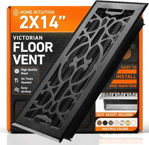 Vista 44 de Cubiertas de ventilación de piso 2X10 con registro de piso y trampa de malla, para calor y aire, ventilación de piso metálica transitable