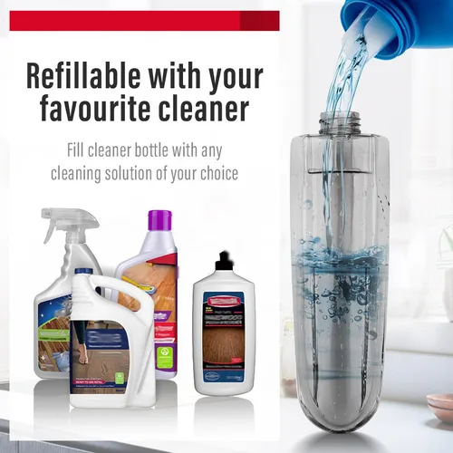 Vista 3 de Trapeadores para limpieza de suelos con rociador húmedo con botella recargable de 14 onzas y 2 almohadillas de microfibra lavables, uso doméstico