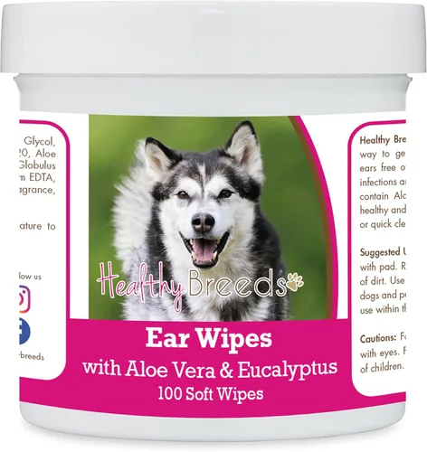Vista 95 de Healthy Breeds Shih Tzu Toallitas de limpieza de oídos con aloe y eucalipto para perros, 100