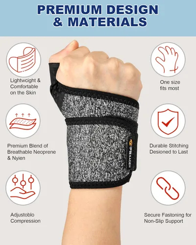 Vista 2 de Muñequera transpirable ajustable para alivio del túnel carpiano y tendinitis, correas de muñeca de gimnasio, muñequeras para levantamiento de pesas