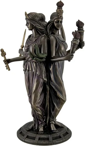 Vista 3 de Veronese Design - Estatua de triple diosa griega con acabado de bronce