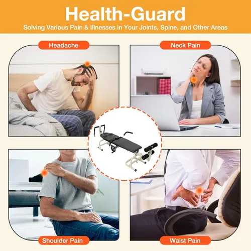 Vista 9 de TBVECHI Mesa de cama de tracción trasera, cama de tracción cervical, cama de tracción de lomo de madera cervical, cama de masaje plegable, longitud